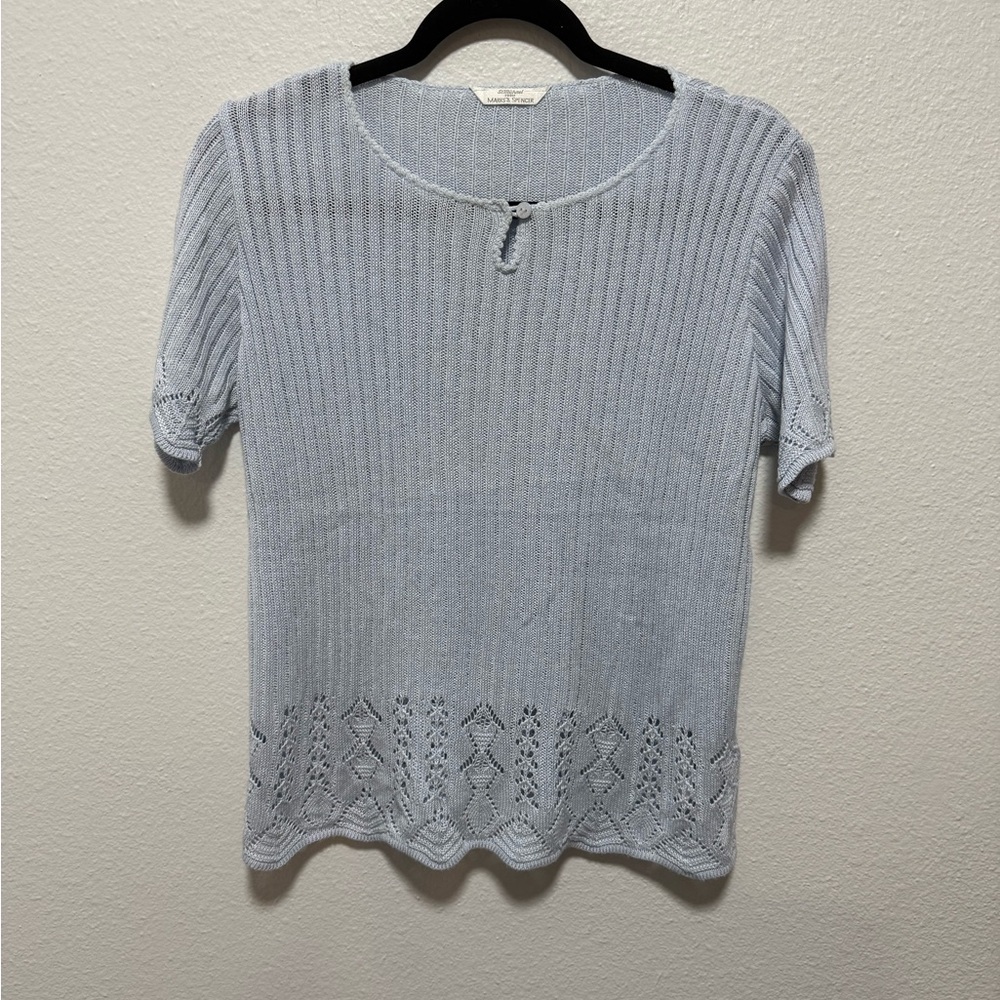 Marks & Spencer Periwinkle Light Blue Knit Blouse Size 10